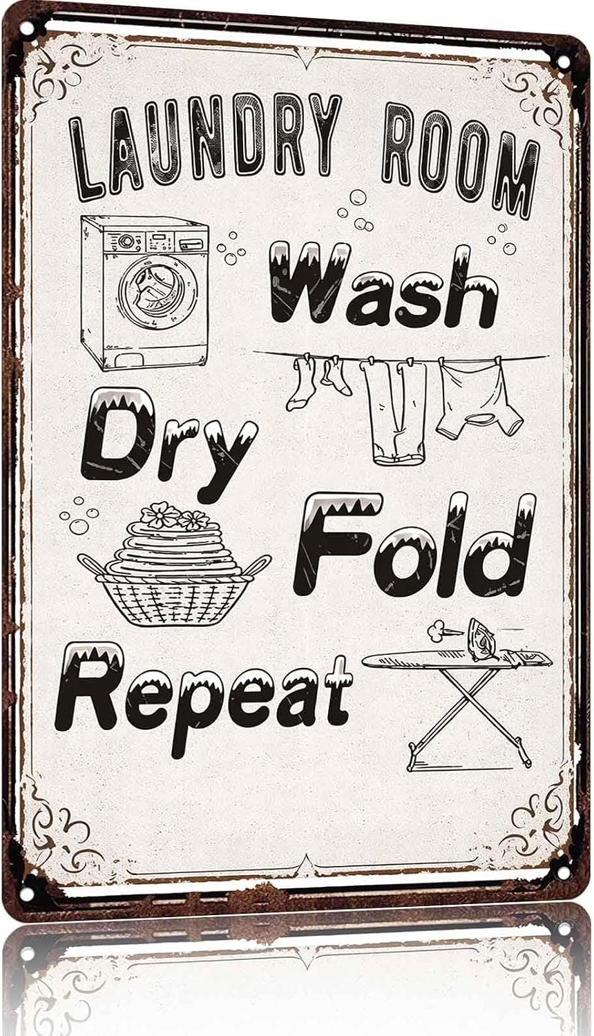 Vintage Laundry Room Metal Signs 8x12 Inch, Home Wall Decor