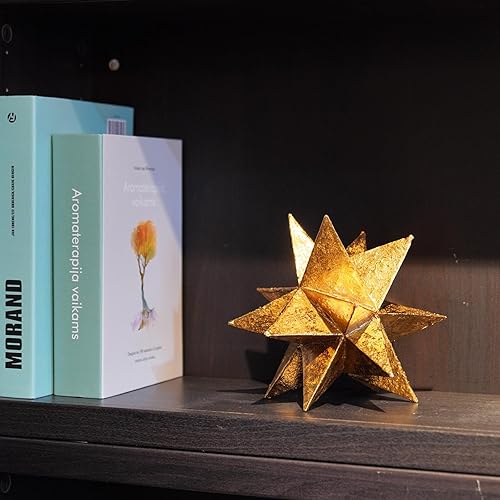 Miniatura 6 de Braxio Decoración de interiores de estilo moderno, estrellas de resina dorada multiángulo, escultura geométrica abstracta para sala de estar,