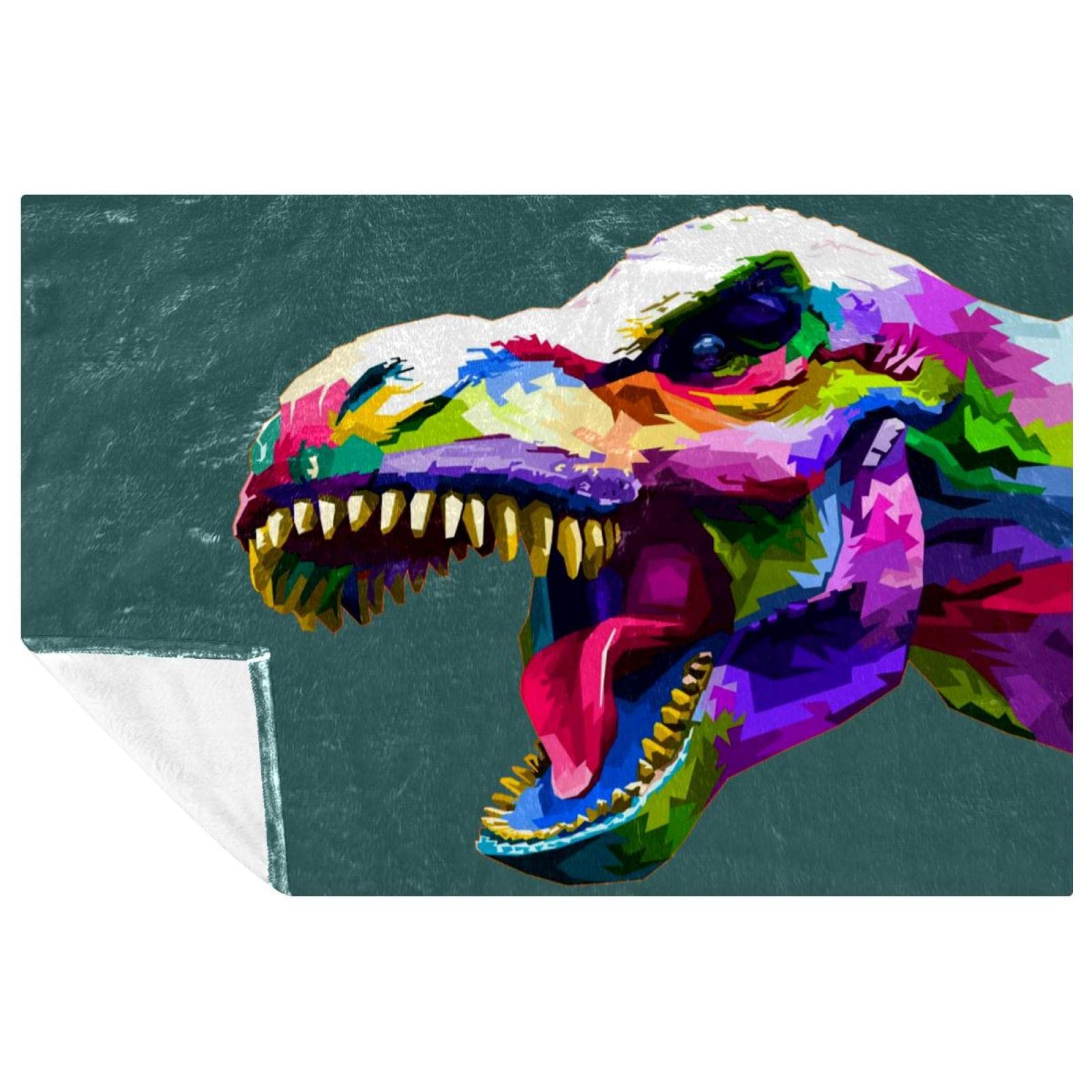 Couverture dinosaure aquarelle 100x150 cm douce et chaude pour lit et canapé