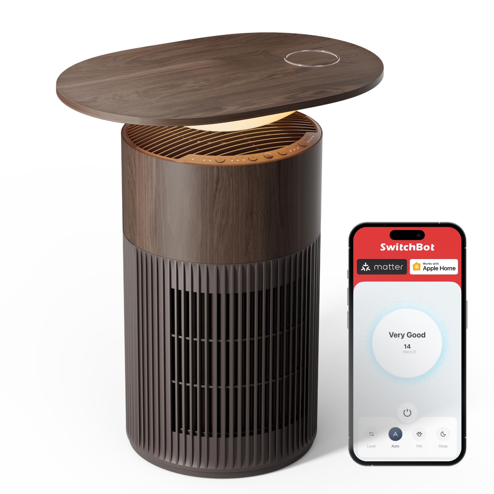 SwitchBot Purificatore D'aria Con App E Luce Notturna, CADR 400m³/h Fino A 83㎡ — immagine 14 di 16