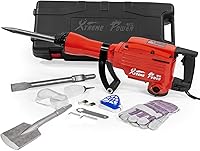 XtremepowerUS 2200W Electric Demolition Jackhammer w/ Bull Point, Shovel Chisels & Case - Concrete Breaker for Pros & DIY