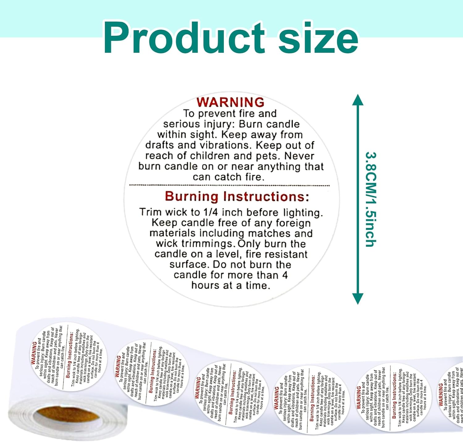 PsinzmkPsinzmkGlobal-Daily 500 Pieces Candle Warning Labels 1.5 Inch Wax Melting Safety Stickers for Candle Making Supplies, Candle Tins, Candle, Candle Jars