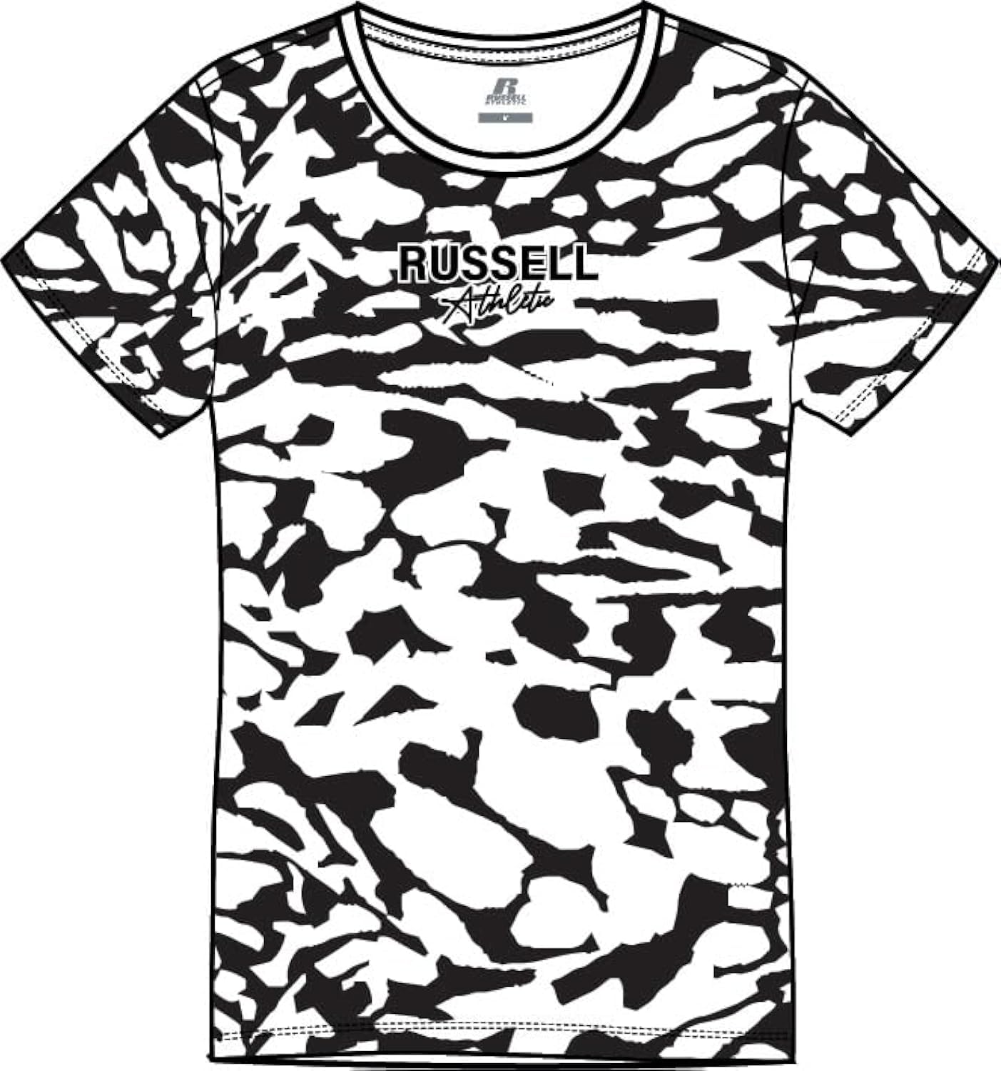 Russell Athletic A31231-IO-099 Edith-S/S Crewneck AOP TEE Shirt T-Shirt Women's Black Size M