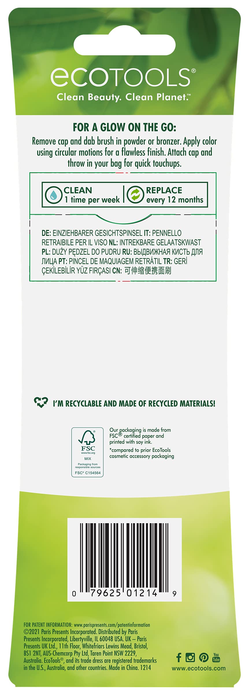 EcoTools Travel Kabuki Makeup Brush for Foundation, Blush, Bronzer, and