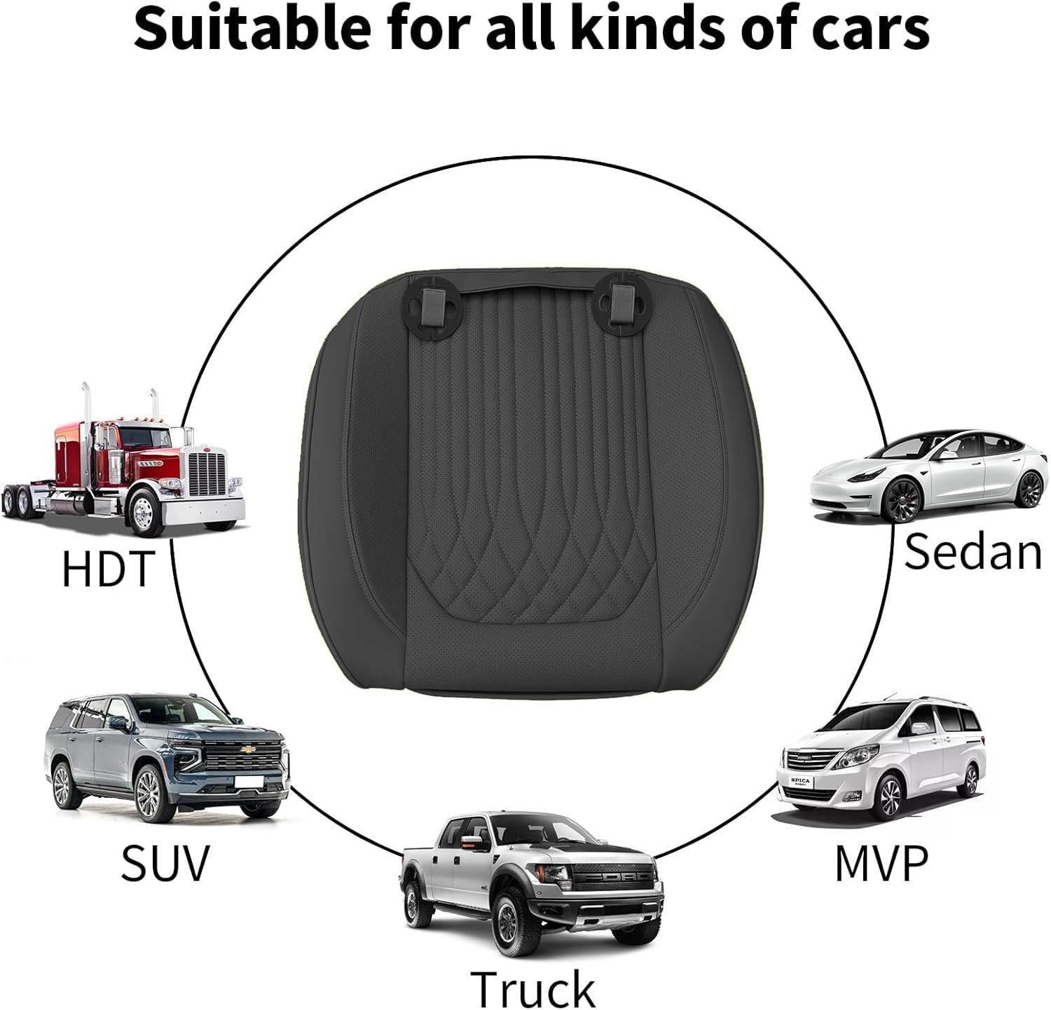 KAYI Car Seat Cover, Memory Foam Car Seat Cushion, Non-Slip Bottom Breathable Car Seat Cover, Relieve Tailbone Pain, Car Seat Protector, Suitable for 95% of Vehicles (Black, 2 Pack)