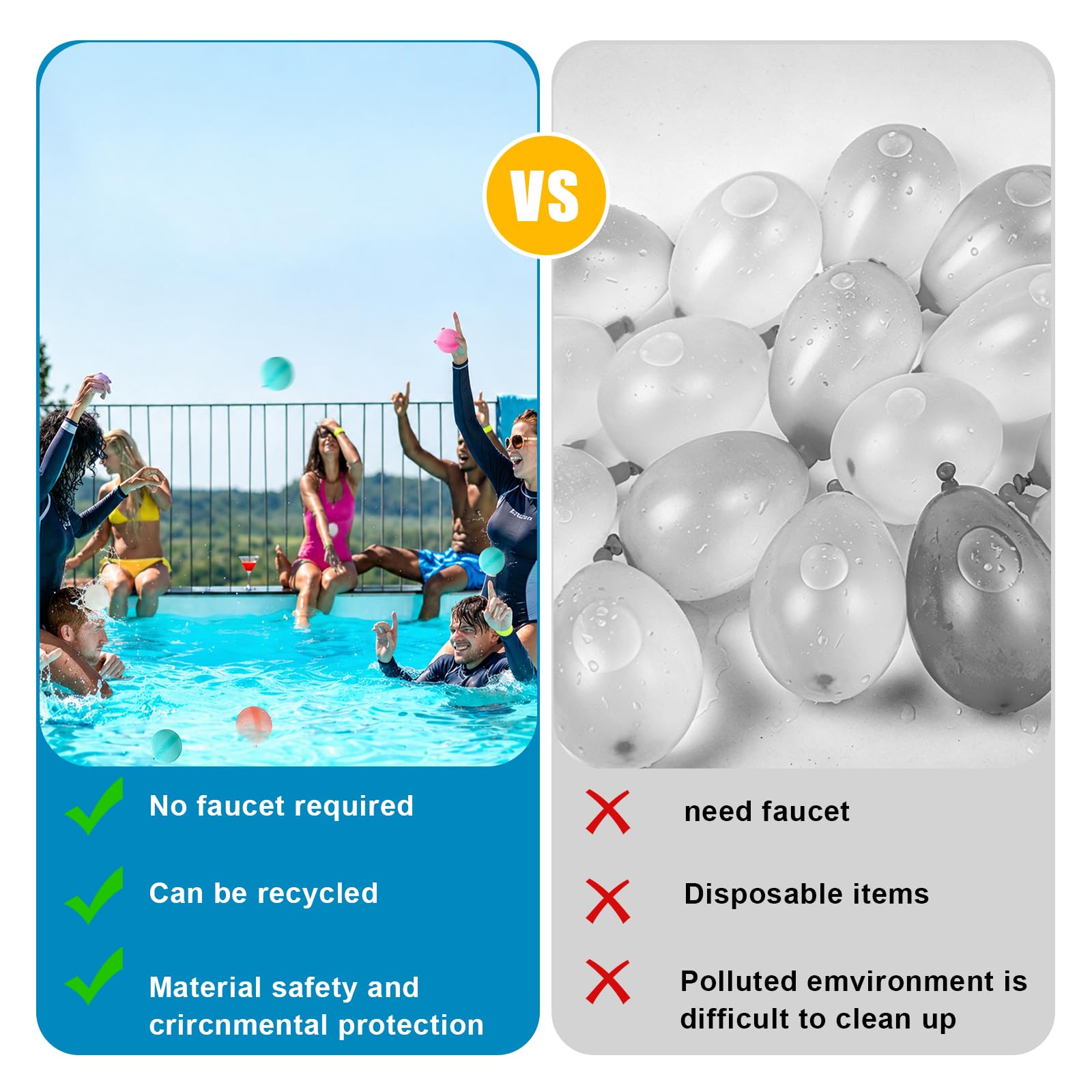 ZhouWei 24 Piezas Globos de Agua Reutilizables Globos de Agua Hinchables Rápidos Silicona Colores Reusable Water Balloons para Uso al Aire Libre Piscina Parque Acuático Fiesta Niños Adultos