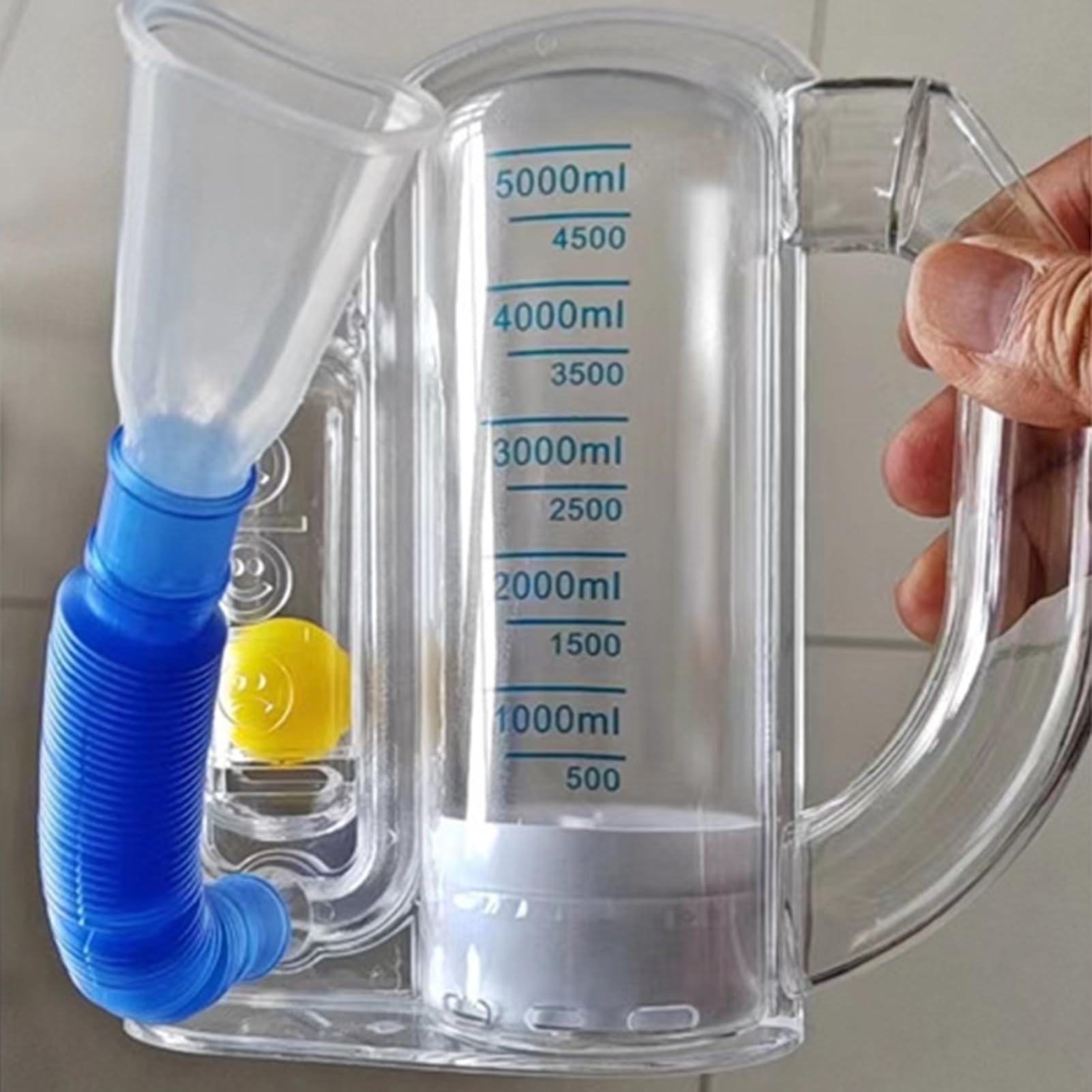 Spiromètre incentif pour adultes - Entraîneur pulmonaire avec affichage du débit - 5000 ml - Portable pour la maison