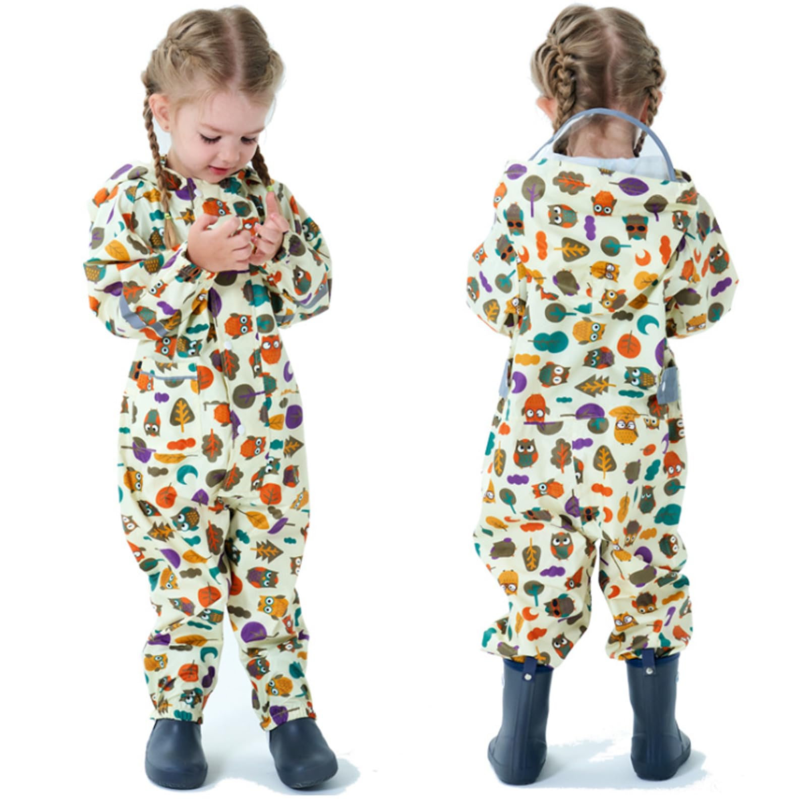 Boys Girls Toddler Rainsuit Kids Waterproof Coverall One Piece Rain Suit