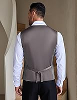 Vista 4 de COOFANDY Chaleco de traje casual para hombre, chaleco formal ajustado para negocios, chaleco de deshierbe