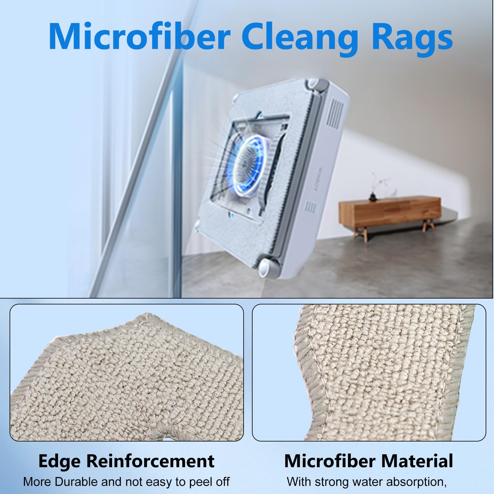 DAZZLEEX Wischtuch-Set Für Ecovacs Staubsauger - 3-teilig Waschbar Grau 21x21cm