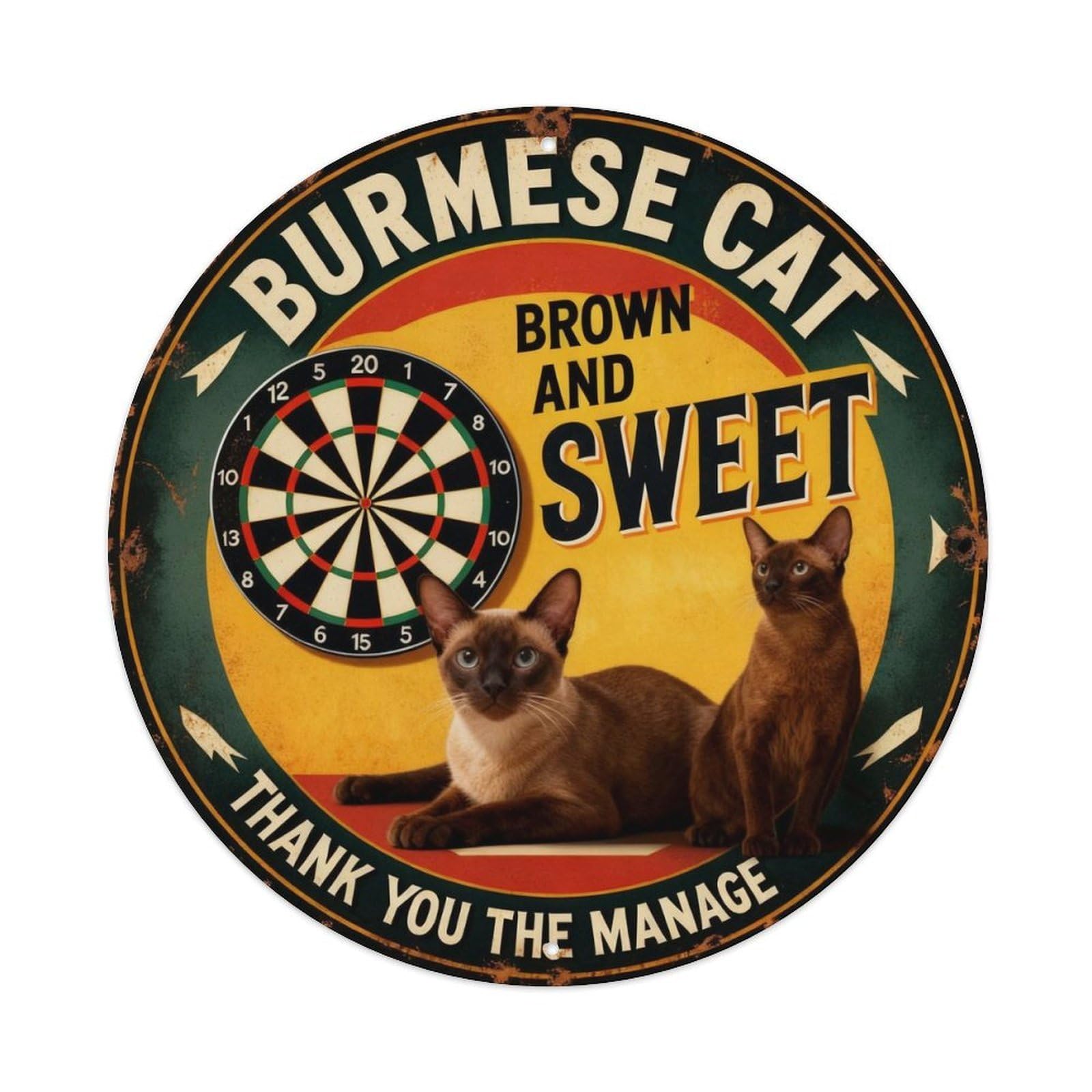 Burmese Cat Brown And Sweet Metal Tin Sign Plaque