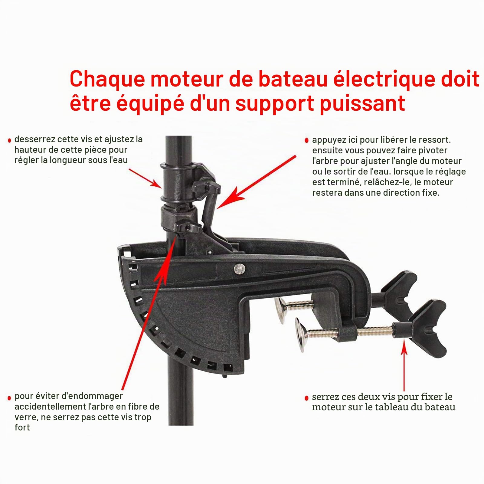 Ensemble de Support et de charnière Moteur à pédale électrique Stent Moteur Hors-Bord électrique Moteur Stent