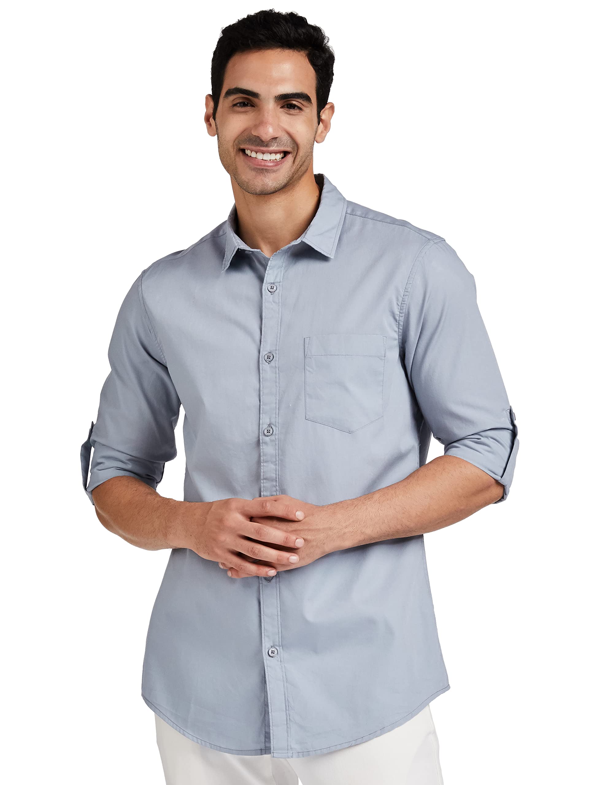 Amazon Brand - Symbol Men's Cotton Shirt | Casual | Plain | Full Sleeve | Summer - Regular Fit (Available in Plus Sizes)