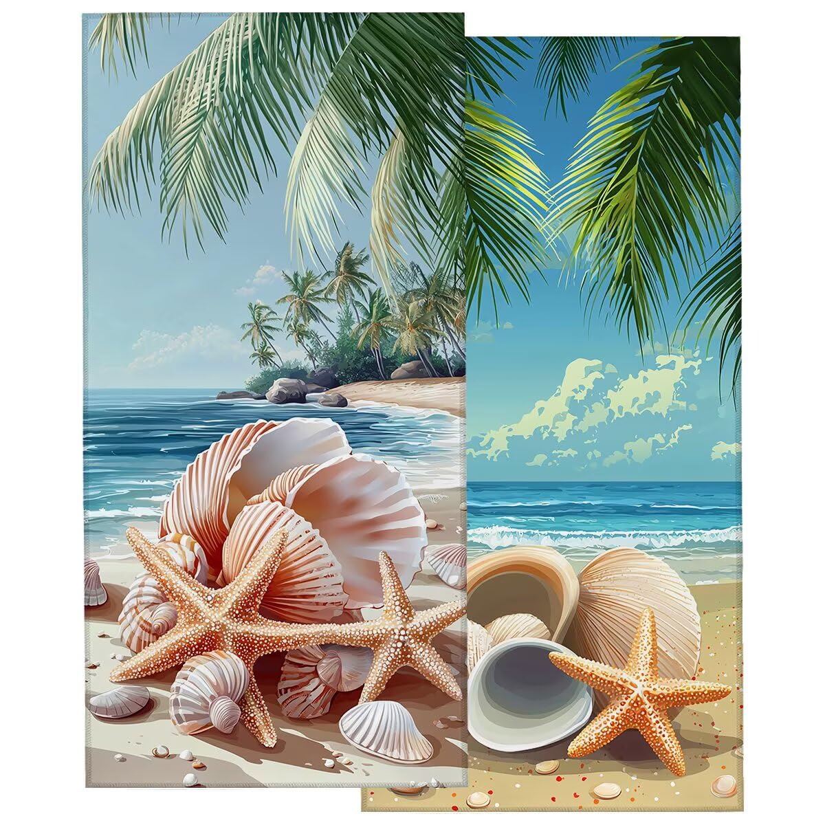Telo Mare Microfibra, Telo Mare Grande 90x200cm 2 Pezzi, Asciugamano Palestra Donna Asciugatura Rapida, Antisabbia Asciugamano Microfibra, Leggero Asciugamani Palestra per Regalo (Paesaggio) -4162