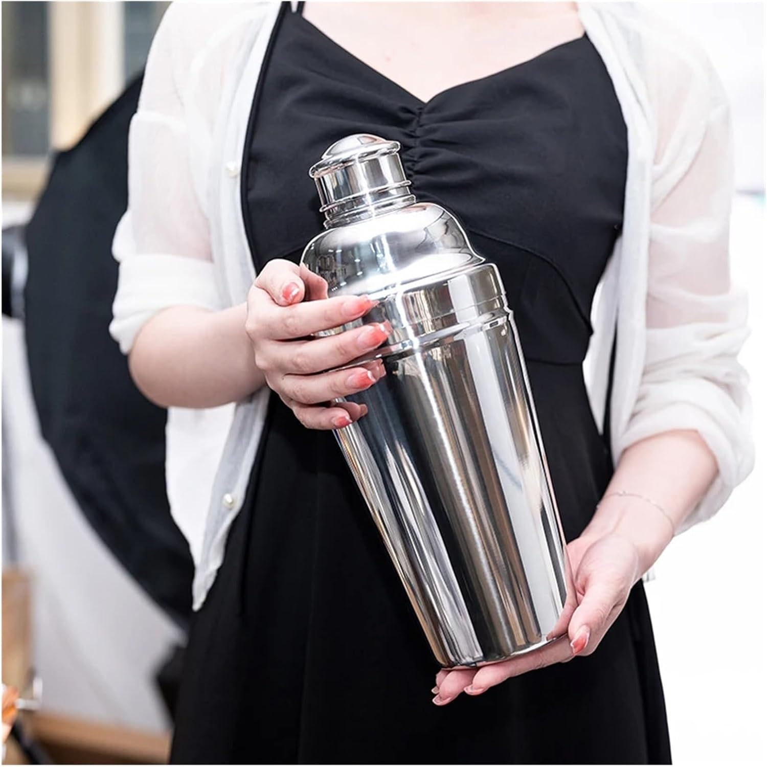 550/750/1800ml Stainless Steel Boston Style Cocktail Shaker Mixer for Wine Martini Party Bar Tools(E-550ML)