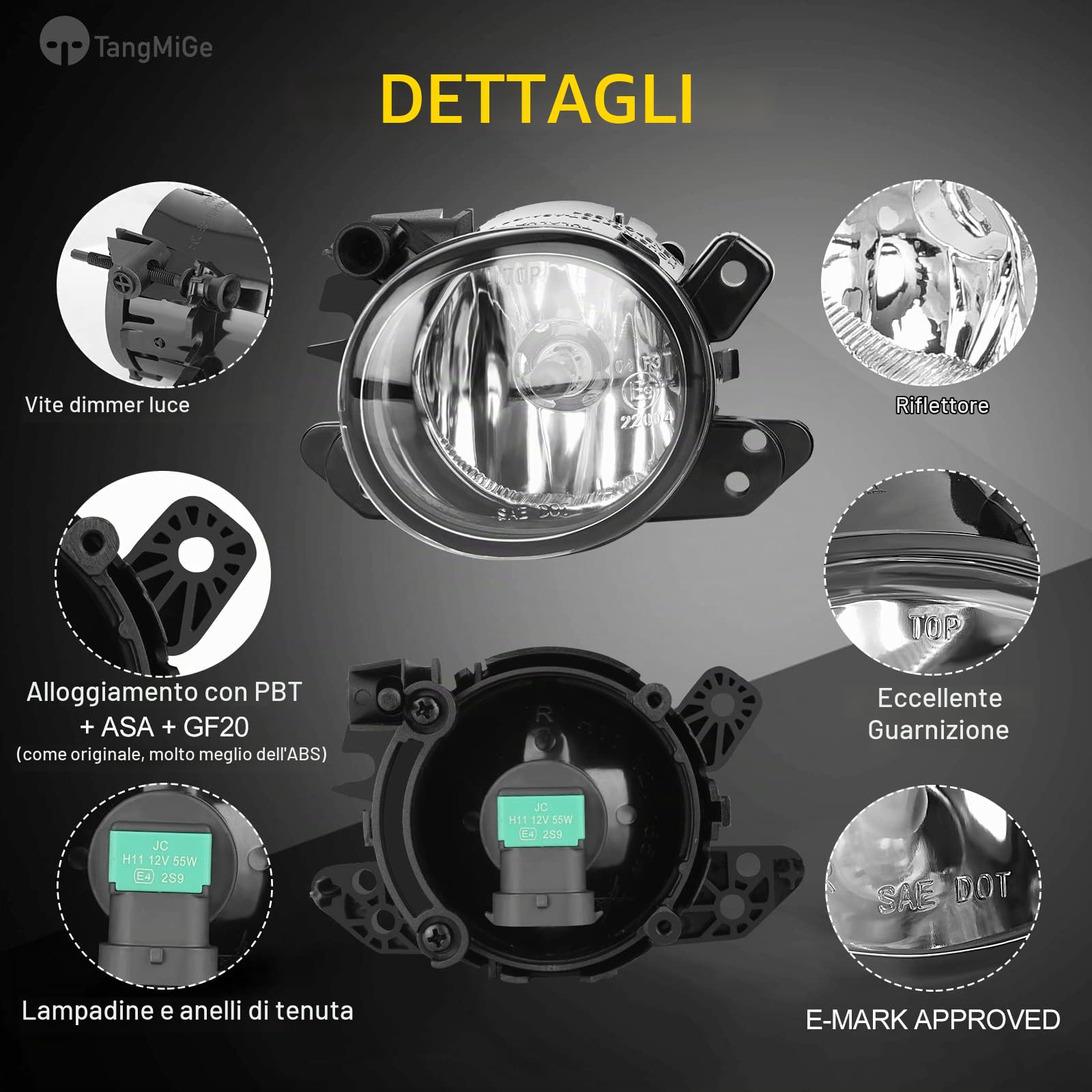 TangMiGe Fendinebbia compatibile con Mercedes Benz W169 W245 W204 S204 C219 W212 S212 C207 A207 X164 X156 X204 W164 W221 C216, SMART Fortwo 451 (Chiaro)