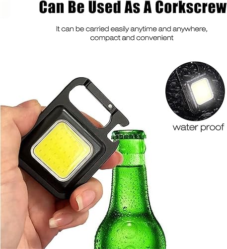Miniatura 4 de COB - Linterna de llavero súper brillante, linterna COB recargable de 500 lúmenes, 4 modos de luz, con soporte plegable y base magnética, luz de