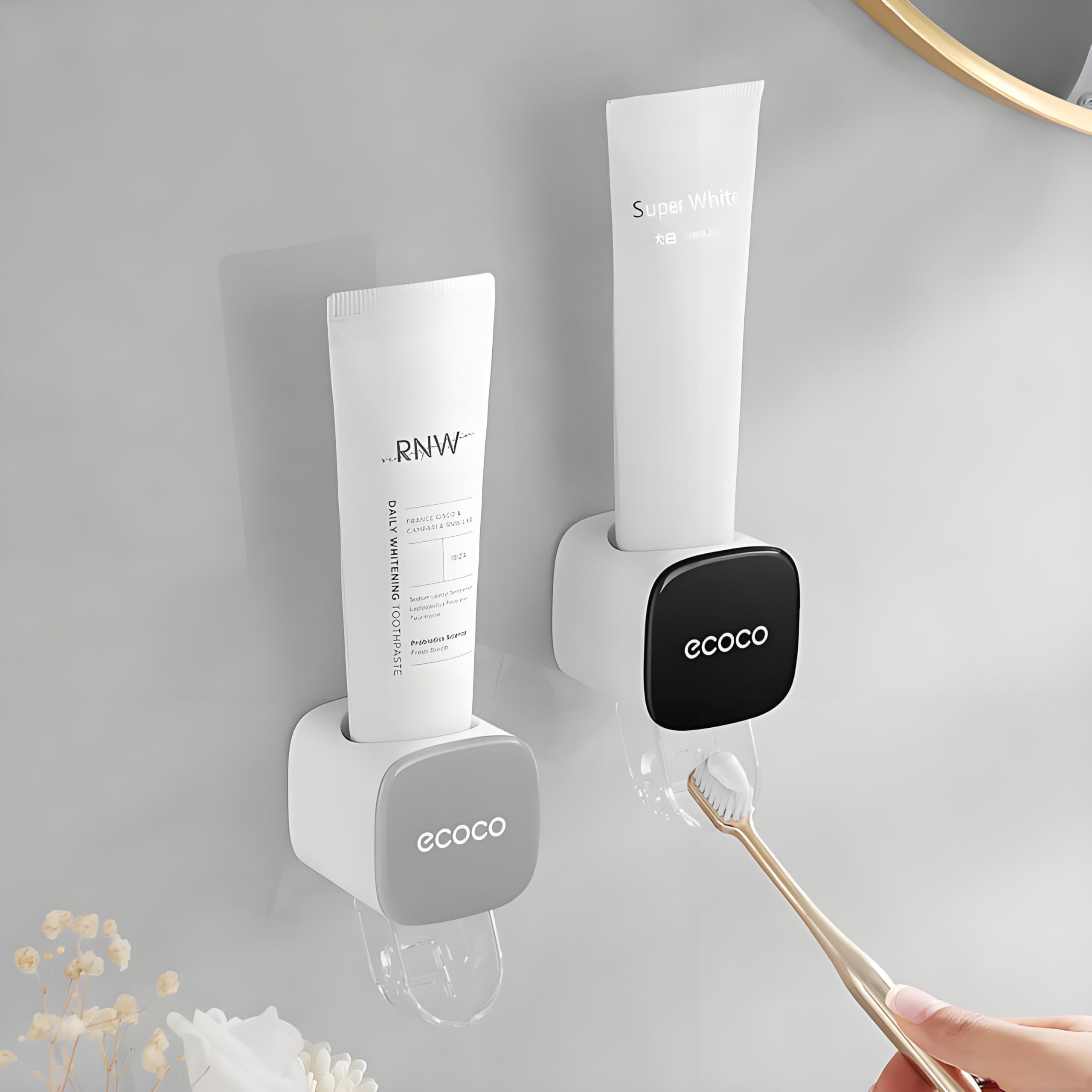 Toothpaste Dispenser Wall Mounted for Bathroom - Automatic Toothpaste Squeezer Hands Free Wall Mount Toothpaste Holder for Kids and Adult, Home Essentials (Grey-1Pcs)