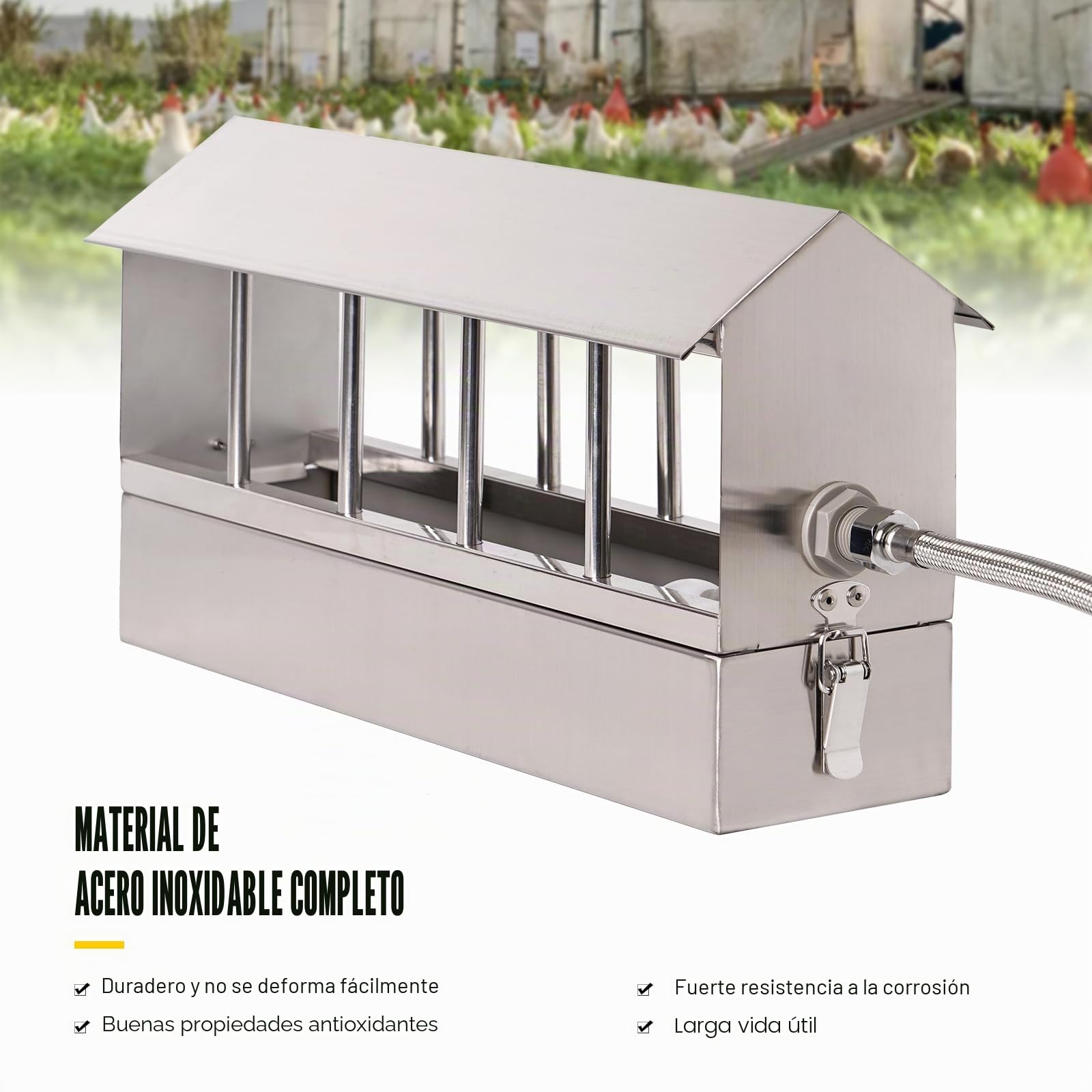 Bebedero Automático para Pollos, Dispensador de Agua para Palomas de Acero Inoxidable con Válvula de Flotador Fuente para Aves de Corral para Pollos Pato Ganso Paloma Codorniz