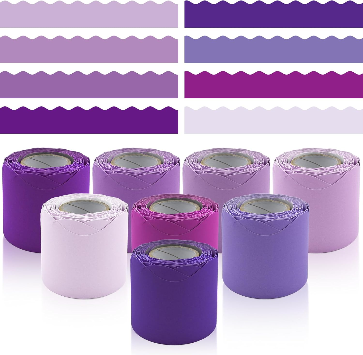 Bulletin Board Borders 8 Rolls 262.4 Ft Purple Scalloped