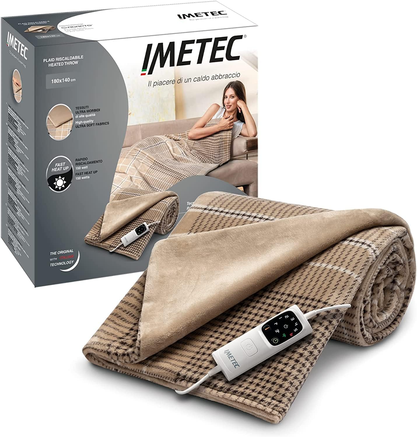 Couverture Chauffante électrique PROALLER 160x130 Cm - Rose, 10 Niveaux, Minuterie 1-9h, Lavable, Flanelle Sherpa Douce