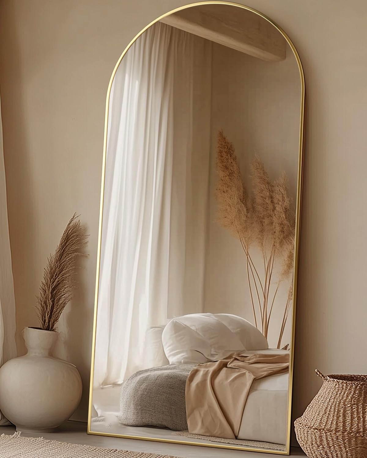 Amazon.com: Koonmi 34"x76" Arched Full Length Mirror, Gold Large Floor ...