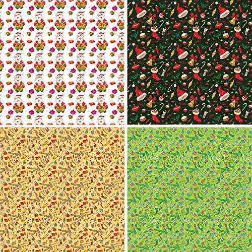 FOUR 12" x 12" Blinggasm Vinyl Sheets Set,Christmas, Santa Pattern Outdoor Vinyl 056