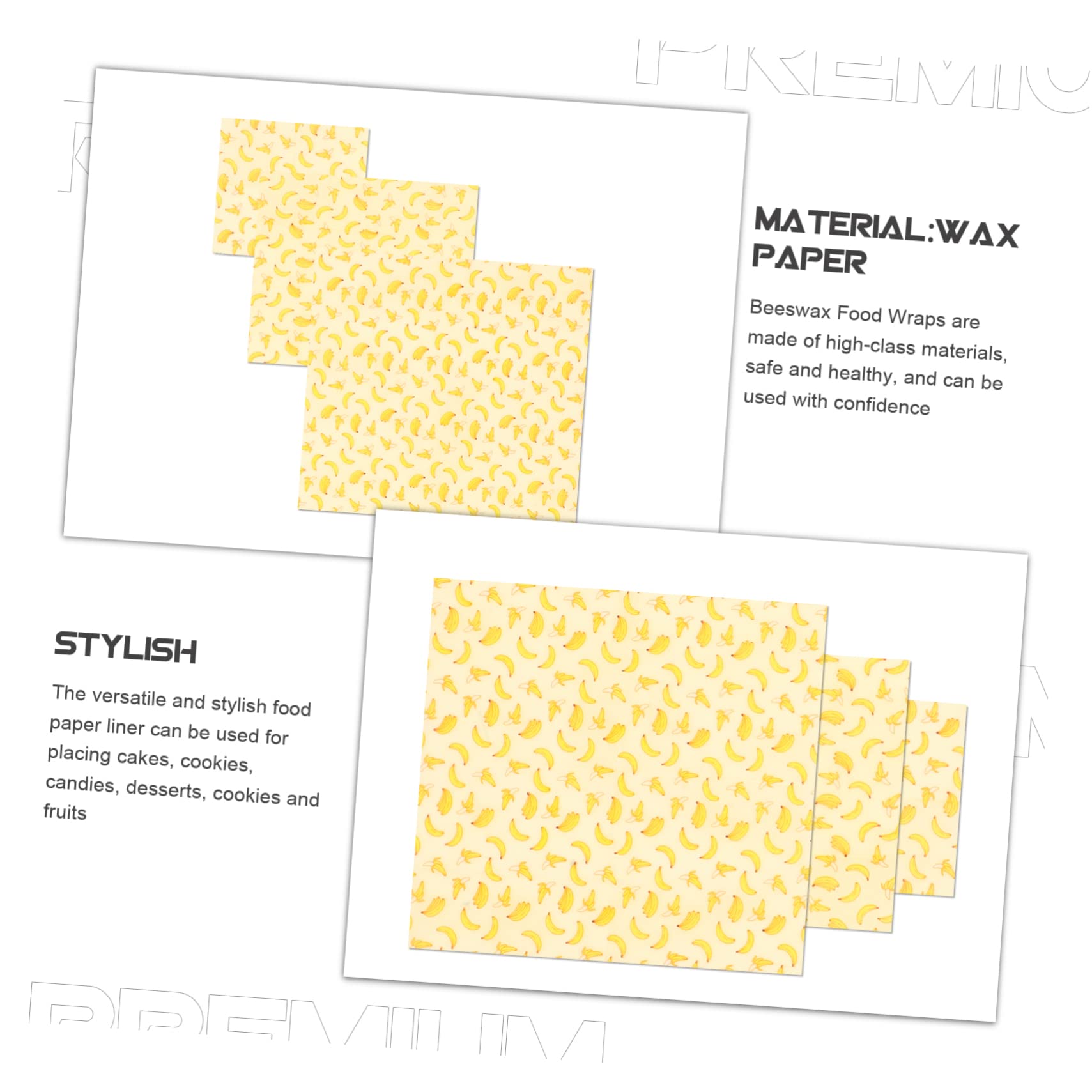 FOMIYES Home Beeswax Paper Wraps 3 Sheets Non-stick Beeswax Wrapping Paper Reusable Food Packaging Natural Material for Sandwiches Lunch Boxes