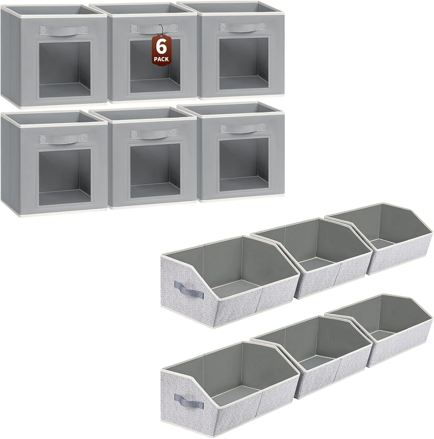 Homsorout 11 Inch Cube Storage Bins with Window 16.5 Inch