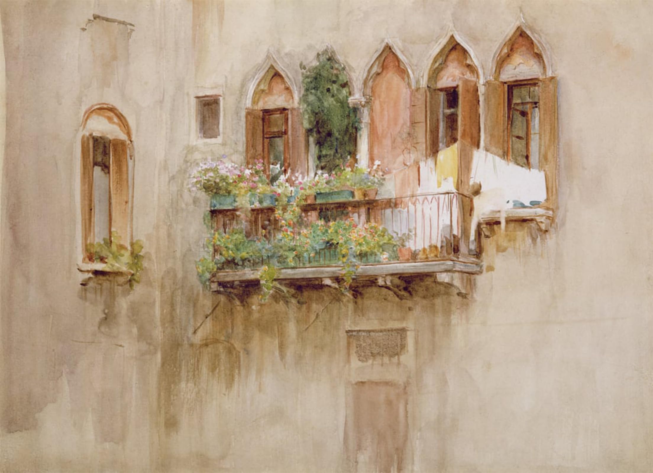 ARTXLXXBN Famous Painting Canvas Artwork Graffiti Print Venetian Balcony by Walter Frederick Roofe Tyndale Portrait Canvas Image for Home Decor 60x90cm