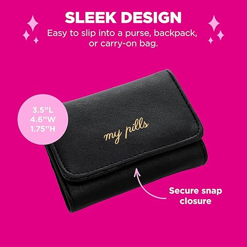 Miniatura 2 de Miamica Pastillero con cierre de cremallera o cierre a presión con organizador de medicamentos de plástico extraíble de 8 días - Mantén tus