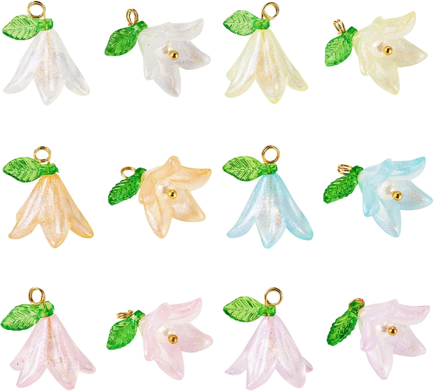 Cheriswelry 24Pcs Flower Earring Charms Acrylic Floral Bracelet Pendants Colorful Hang Ornament 18mm for DIY Craft Necklace Choker Keychain Jewelry Making - Image 7