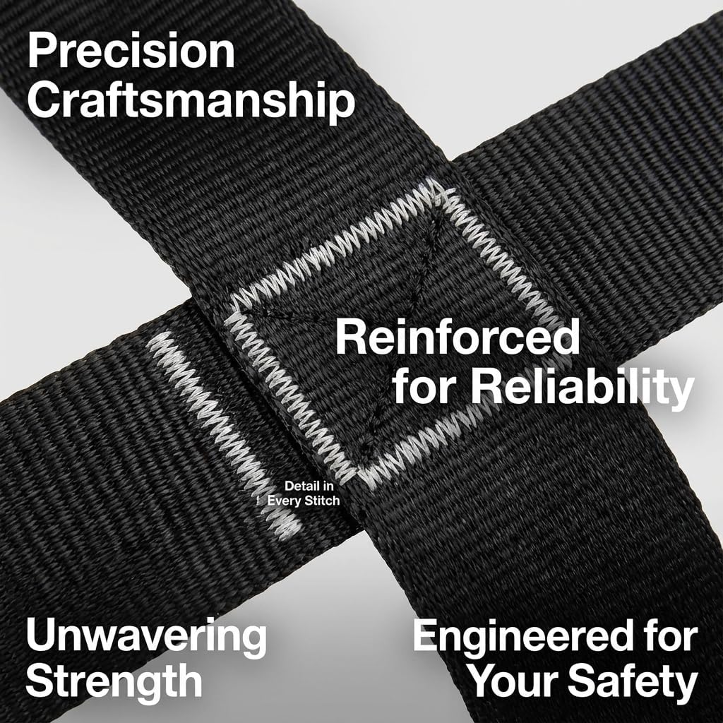 15-227 High Strength Fall Protection Safety Harness, Half Body Arborist Climbing Harness with Heavy-Duty D-Rings, Safety Belt for Tree Work, Climbing, Construction, Black