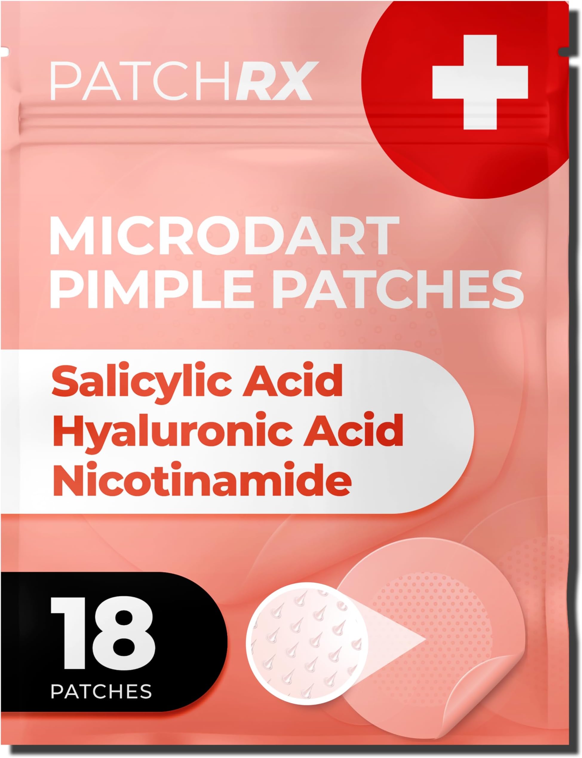 KEYCONCEPTS - PatchRX Micro Needle Pimple Patch (Pack of 18) - Hydrocolloid Patch with Micro Tips for Pimples, Acne and Cystic Pimples, Removes Pimples Overnight