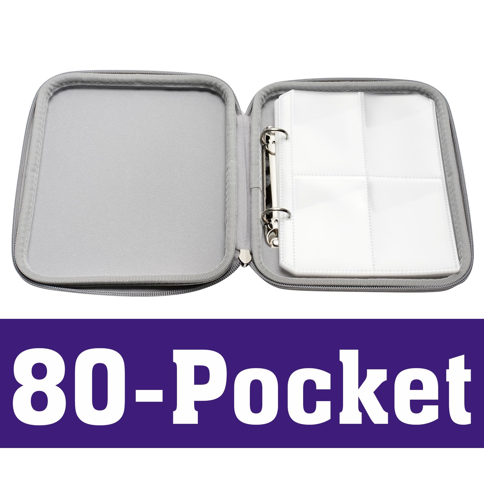 Woopais Case Holder for Yoto Card 80 Pockets 10 Page Sleeves Storage Folder Organiser Binder Album with Zipper for Player Mini Audio Cards (Purple) - Image 3