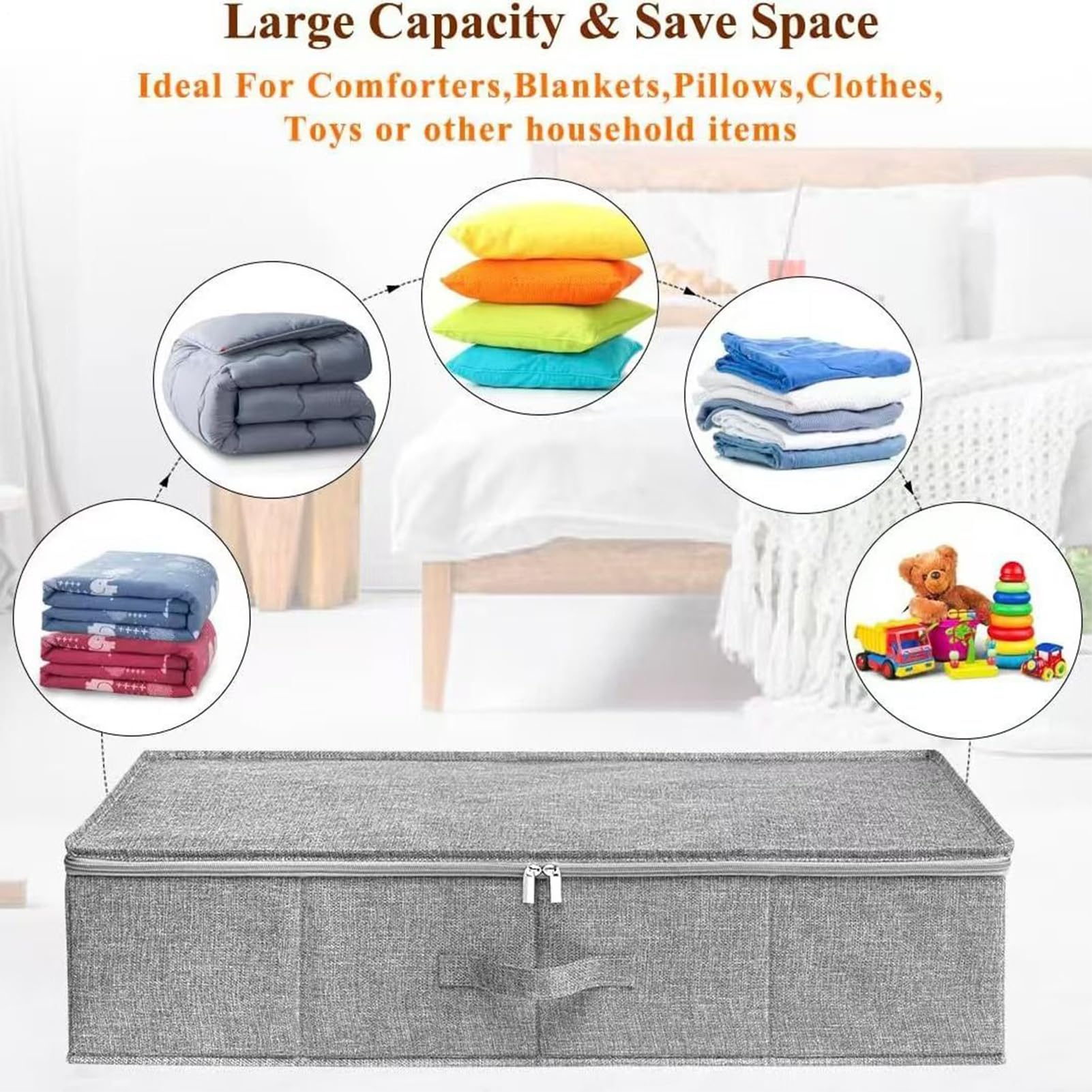 Générique Organizer per camera da pieghevole multiuso | Borse portaoggetti sotto letto pieghevoli per coperte, trapunta, cuscini, lenzuola in lino