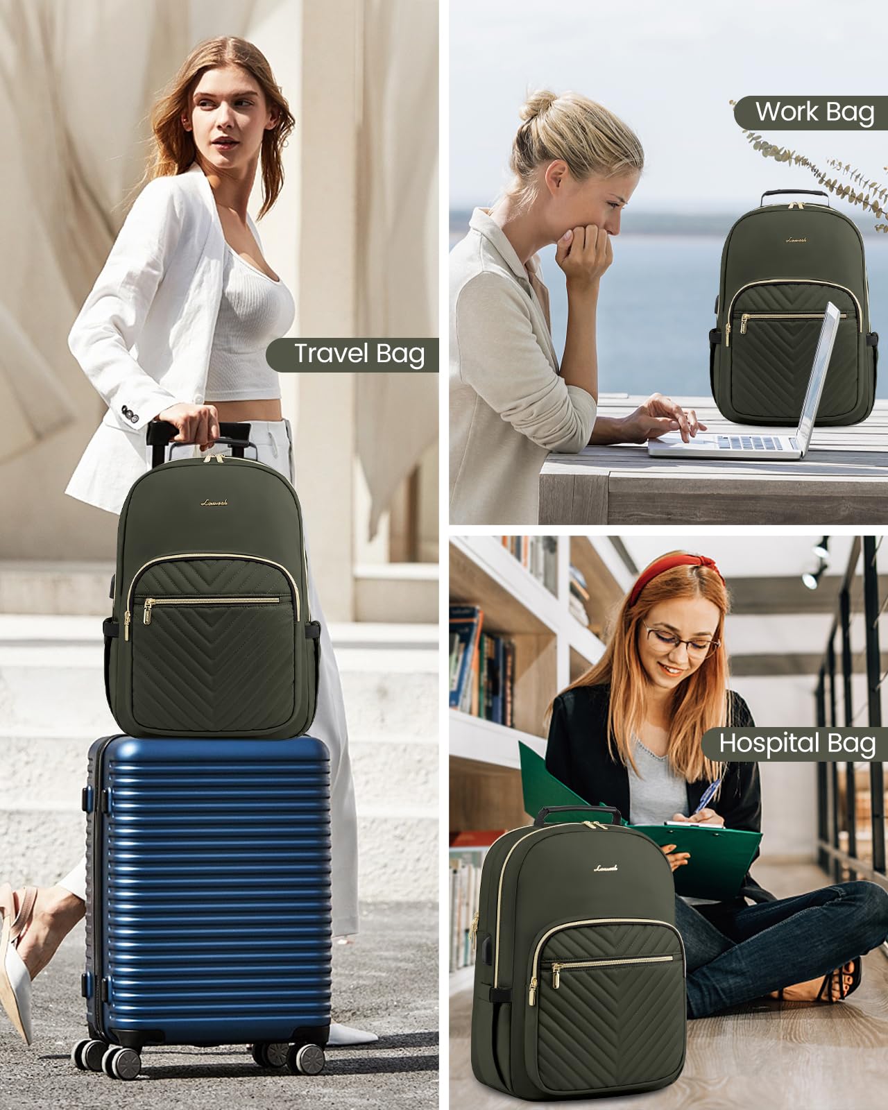 best 17 inch laptop backpack outdoors Amazon.com: LOVEVOOK Laptop Backpack for Women, Travel Computer Work Bags  with 17-inch Laptop Compartment, College School Student Bag Teen Backpacks  For Girls, Outdoor Carry On Backpack Purse, Army Green : Electronics