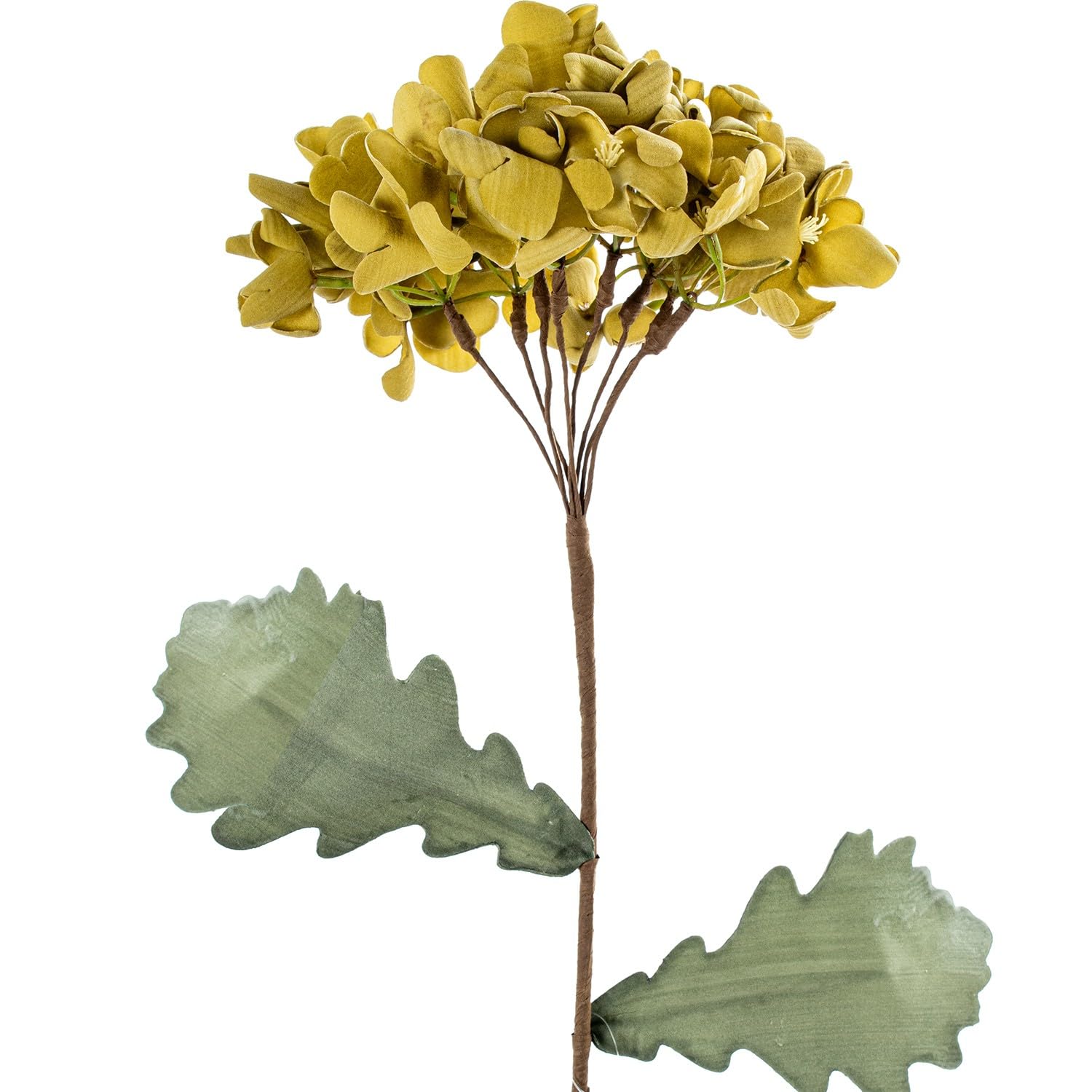 Branches de feuilles artificielles jaunes DRW en mousse EVA et plastique 70 cm x6