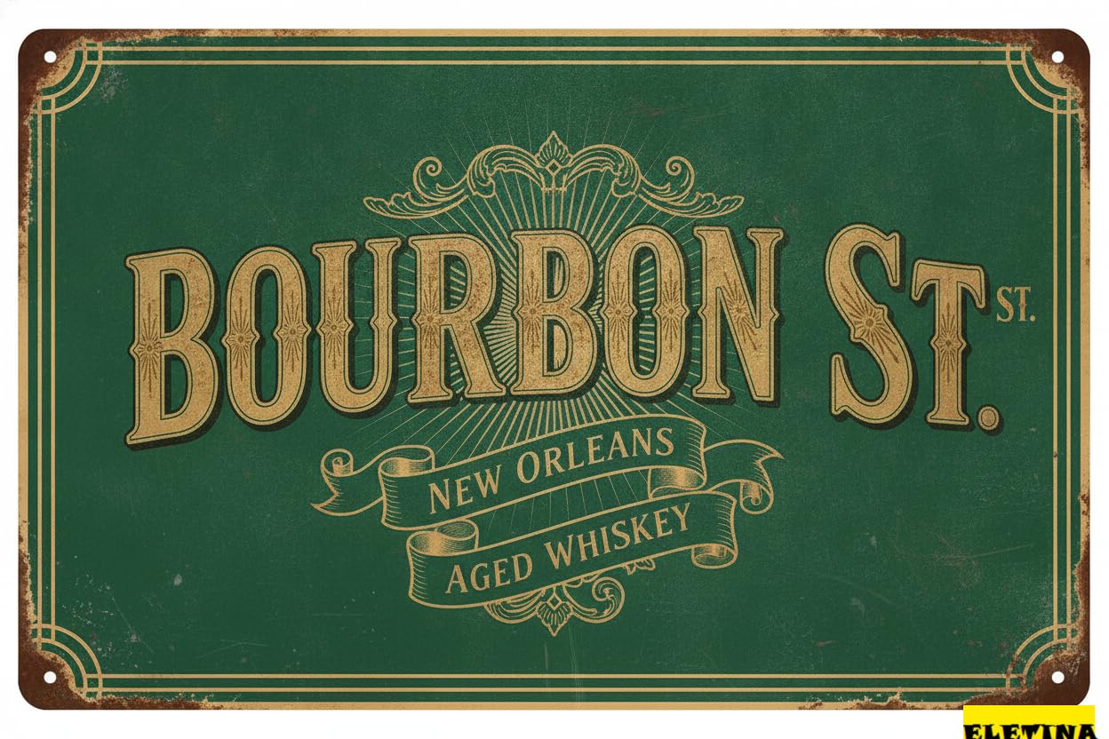 Personalized Sign for Man Cave Vintage Bourbon St Street Bar S Home Bar Bourbon Bar Wall Decor Bourbon Party Decorations 8x12inch Private Property Decorative