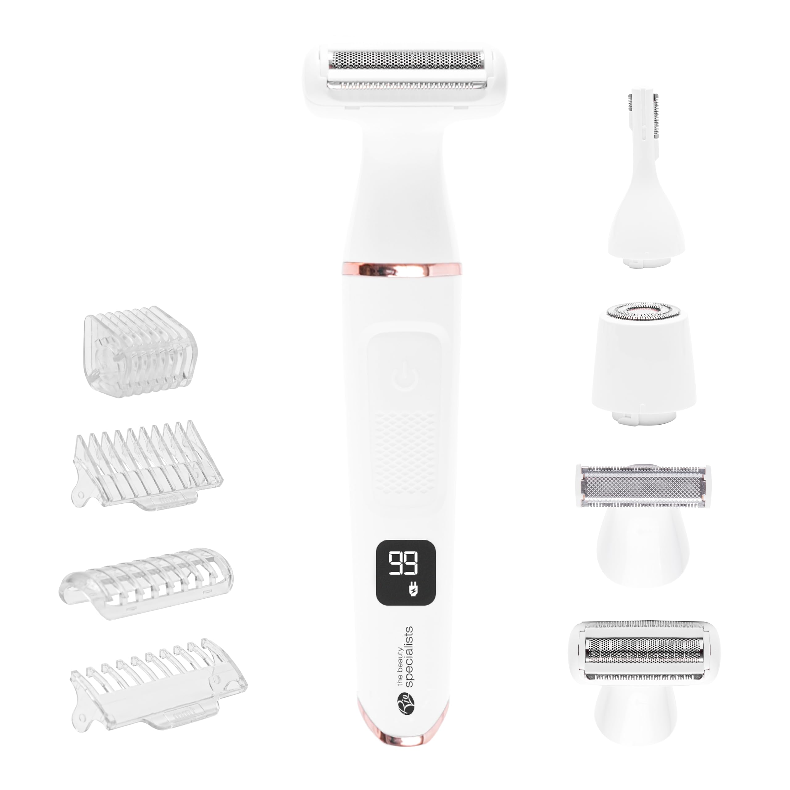 Rio Damen 4-in-1 Rasierer & Bikini-Trimmer, Weiß, Minimalistisch, Folie|Rotierend, Aufladbar, IPX7 Wasserdicht, Frauen, Damen, Weiß