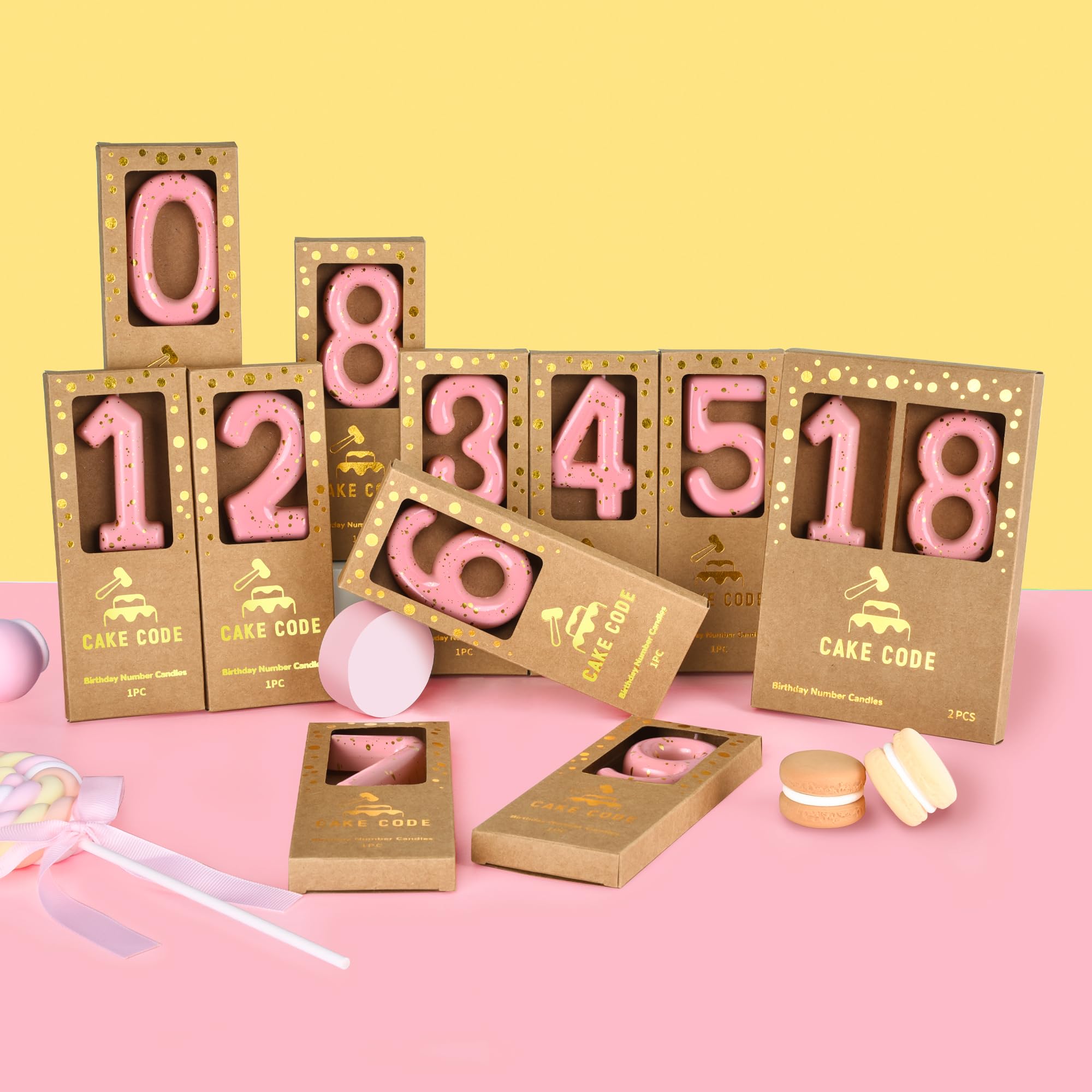 Velas de cumpleaños clásicas de oro rosa de 2.76 pulgadas, velas de cumpleaños con números dorados, velas con números de pastel, celebración de fiesta