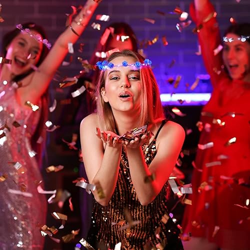 Miniatura 2 de Aumiss - Corona de flores LED diadema luminosa 7 unidades tocado de flores LED para niñas mujeres boda festival vacaciones Navidad Año Nuevo fiesta