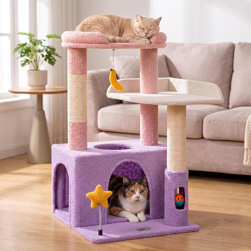 Árvore de atividades para gatos pequenos com poste de sisal Purrlato PLTA-P014 – 76,2 cm