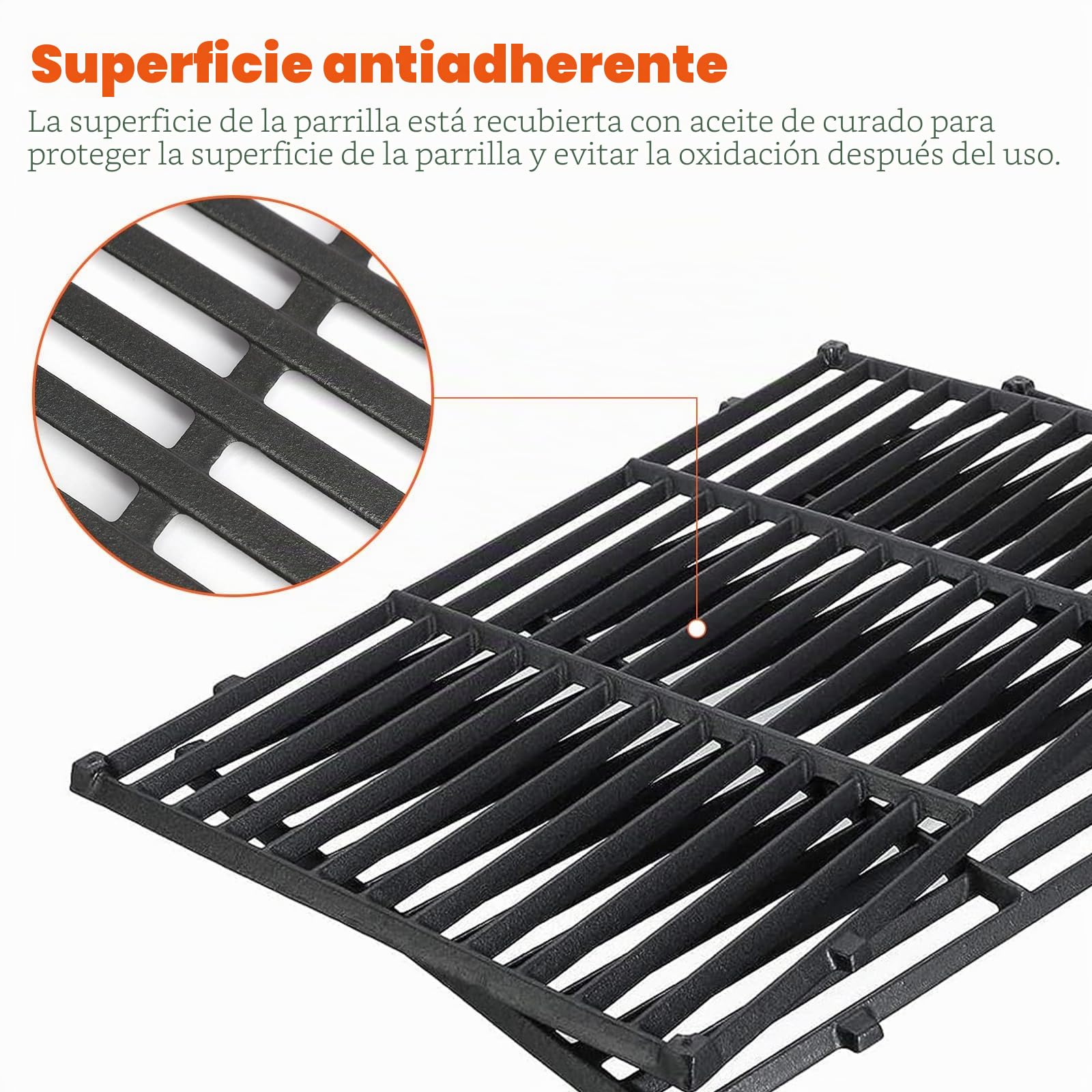 GFTIME 49.5 x 65cm Parrilla de hierro fundido Piezas de Repuesto para Weber Genesis 300 E310 S-310 E310 S320 310 (2007-2010)(Con perilla lateral)