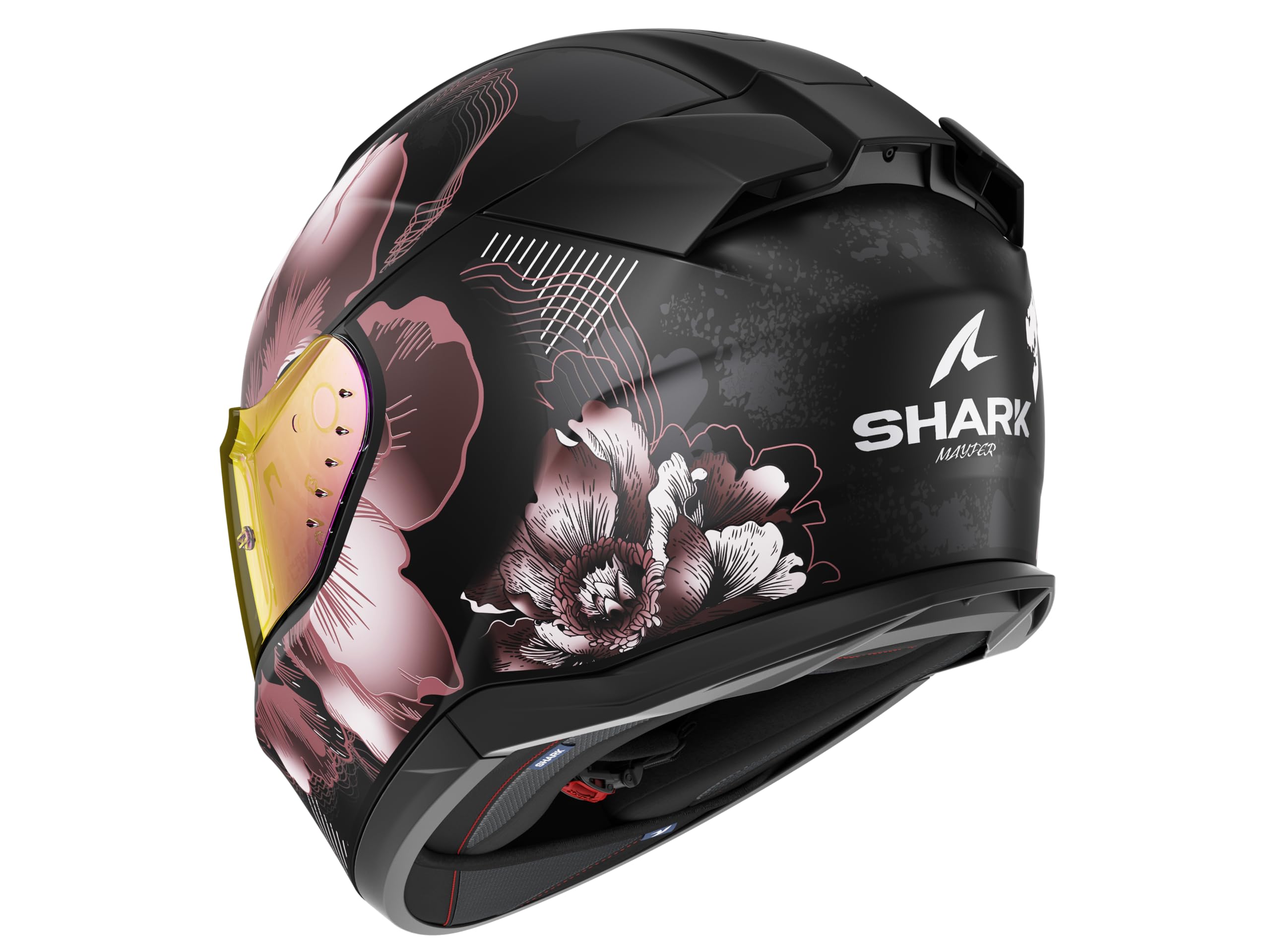 SHARK, Integraler Motorradhelm D-SWKAL 3 MAYFER Mat, Black violet gold KVQ, Größe M