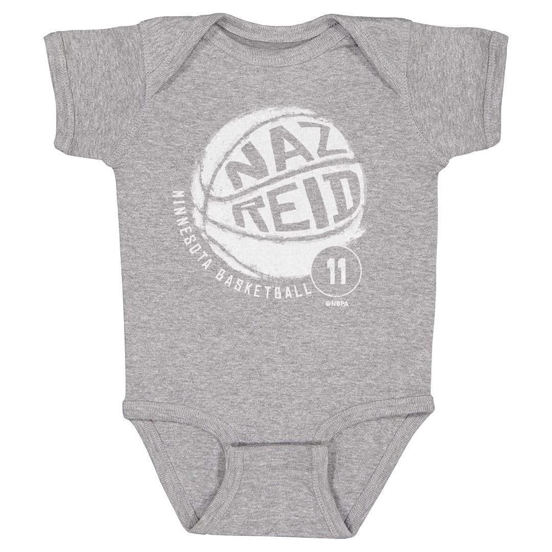 500 LEVEL Naz Reid Baby Infant One Piece Bodysuit (18M, Heather Gray) - Naz Reid Minnesota Basketball WHT