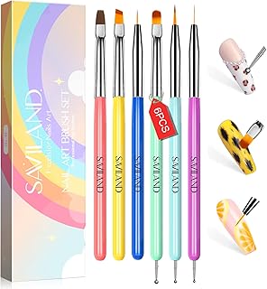 SAVILAND 6PCS Nail Art Brushes Set