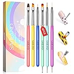 SAVILAND 6PCS Nail Art Brushes Set - Multifunctional Nail Brushes for Nail Art Nail Design Brush Gel Nail Brush for Nail Extension Nail Art Liner Brush 3 Sizes Dotting Tools for DIY Christmas Gift