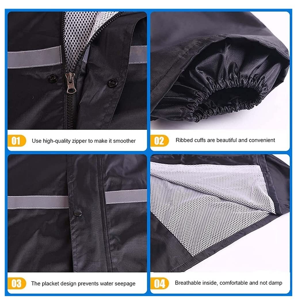 Chubasquero Chubasquero Largo De Doble Capa para Adultos, Poncho De Lluvia Reflectante De PVC, Chubasquero con Capucha Reutilizable Ponchos De Lluvia Impermeables(XL)