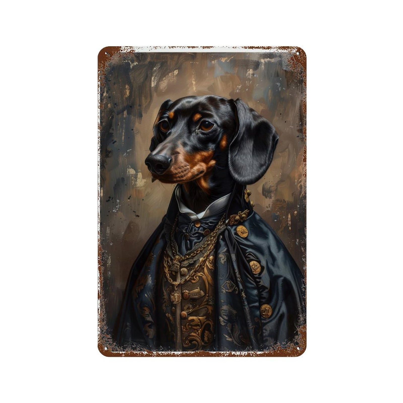 Victorian Vampire Dachshund Dark Academia Gothic Antique Dog Portrait Era Rustic Vintage Wall Decor Art Metal Tin Poster Modern Home Decor Art Home Bar Shop Decorations Vintage Sign 30x20cm